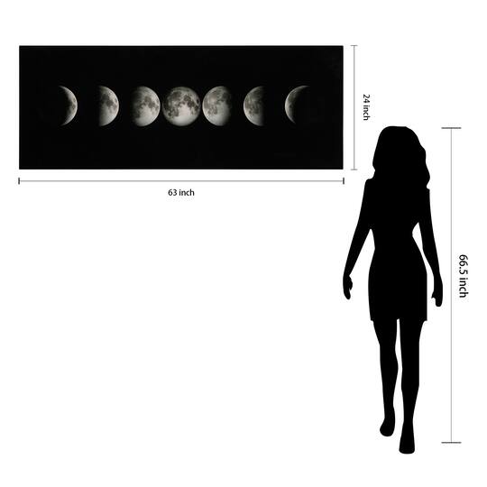Empire Art Direct Vetro De Arte 63" x 24" Moon Frameless Free Floating Reverse Printed Tempered Glass Wall Art